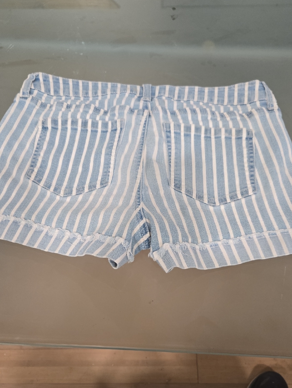 Celebrity Pink Blue and White Striped Jean Shorts